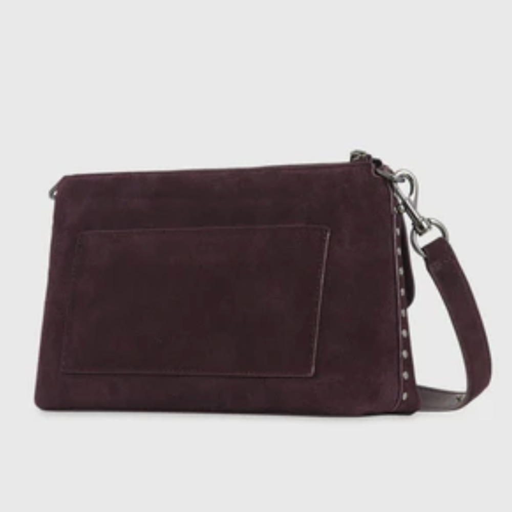 Rebecca Minkoff Zip Top Darren Crossbody Gray Suede - Picture 7 of 9